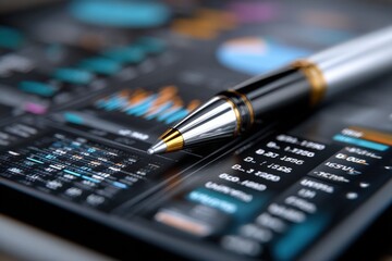 Poster - Modern financial data analysis on digital trading platform smartphone with candlestick charts and numerical information in stock market