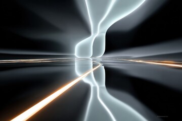 Aufkleber - Futuristic tunnel with glowing light reflections and sleek metallic surfaces creating an illusion of speed and advanced technology