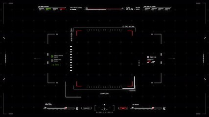 Futuristic HUD Interface Display with Targeting Reticle and Data Stream Overlay.Alpha Chanel. The background can be remove using a blending mode like add.