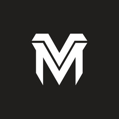 Fototapete - Minimalist MV or VM logo monogram.