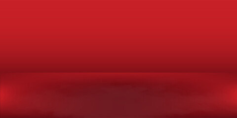 Poster - Wall interior background, studio and backdrops show products.with shadow from window color Red background for text insertion and presentation product