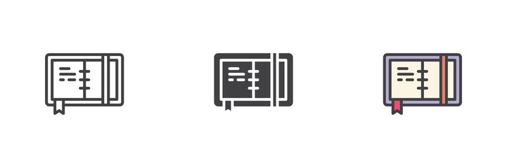 Aufkleber - Notebook icon set in line, solid and filled outline style