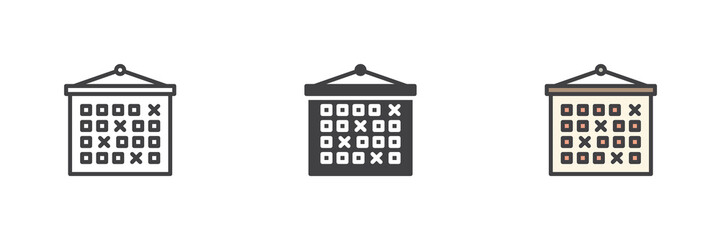 Aufkleber - Calendar icon set in line, solid and filled outline style