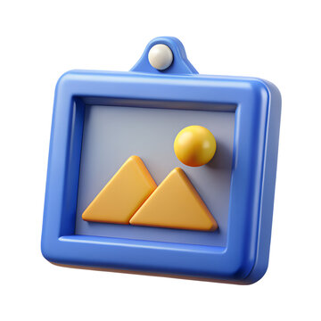 framed picture image icon 3d rendering isolated