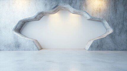 Poster - A stylish and modern concrete wall design revealing an artistic cut-out that portrays a sleek and contemporary ambiance suitable for creative spaces and urban aesthetics.