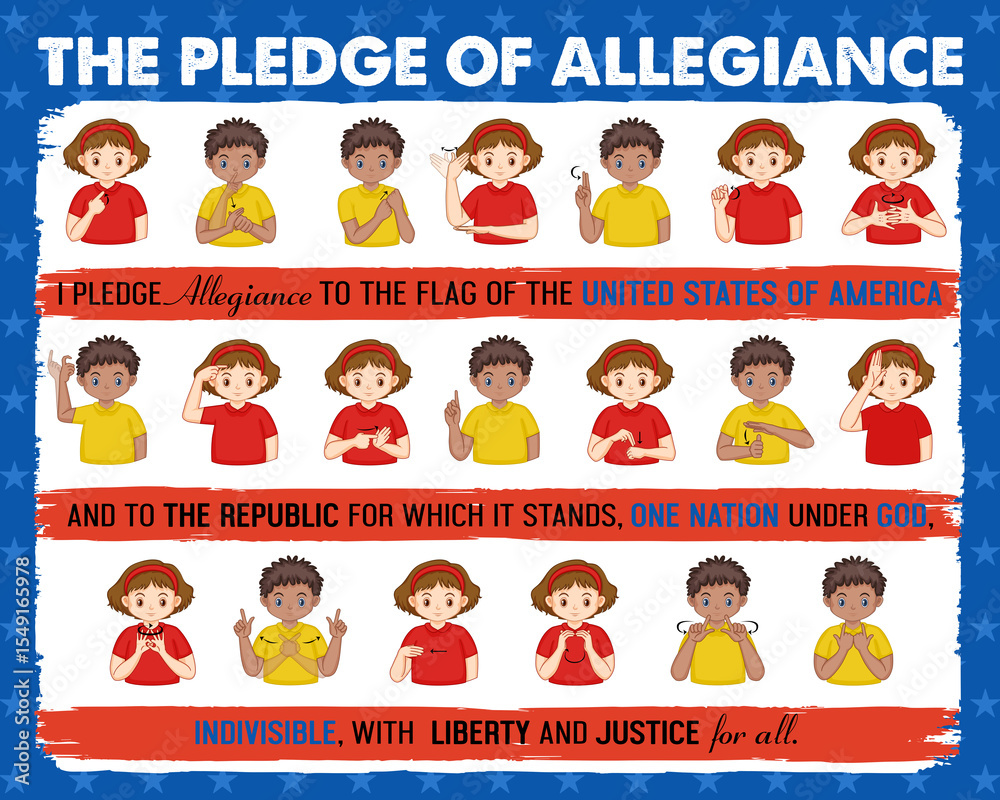 American Sign Language Poster. The Pledge of Allegiance for Kids. ASL ...