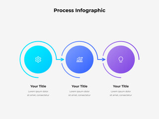Poster - Process Workflow Infographic with Three Circular Steps and Progress Arrows