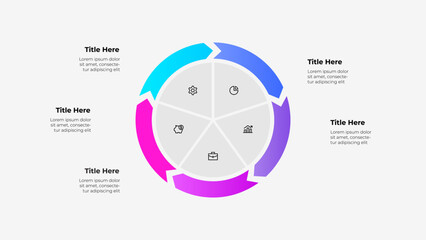Poster - Colorful Circular Infographic Diagram for Business Data Presentation with 5 steps