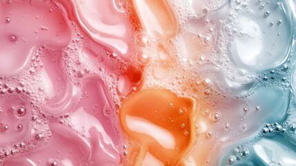 Poster - An abstract artwork featuring swirling liquid patterns in bright colors like pink, orange, and blue, creating a visually captivating and dynamic composition that conveys fluidity.