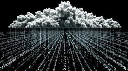 Poster - Binary Code Data Transfer of cloud networking of binary code raining data landscape of networked devices