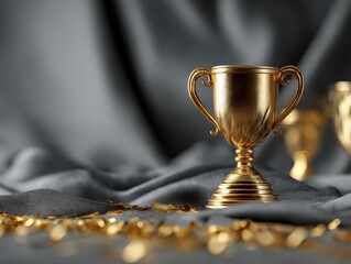 Poster - Realistic golden trophy for winner background Success and achievement concept