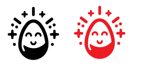 Poster - An illustration of a happy egg with sparkles in black and red colors on a white background design element