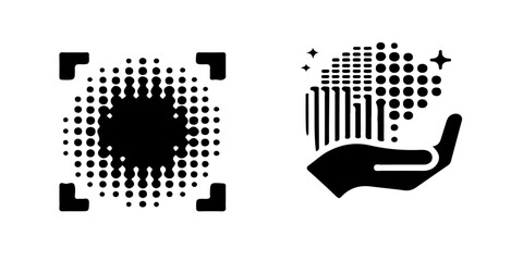 Aufkleber - A graphic depiction of two distinct abstract concepts in black and white visual representation style design