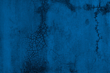 Poster - Old wall pattern texture cement blue dark abstract  blue color design are light with black gradient background.