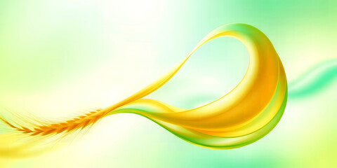 Poster - A stylized wheat stalk with a flowing ribbon effect on a light green gradient background