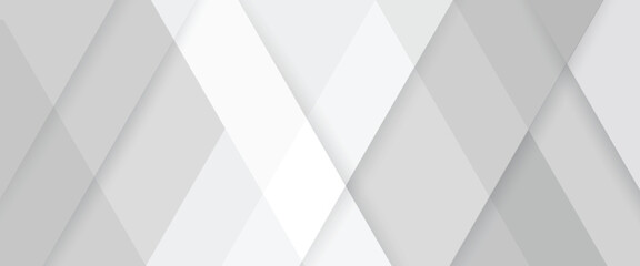 Poster - abstract Gray and white overlapping geometric banner horizontal background