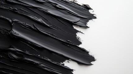 Poster - A vibrant display of black paint applied on a white canvas, showcasing bold strokes and a sense of movement that evokes emotion and depth in abstract art.