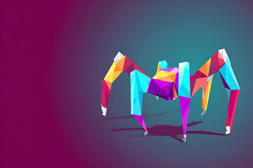 Aufkleber - geometric spider bright colors dark background