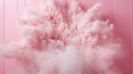Poster - An artistic display of a vibrant pink powder explosion creates a captivating visual effect, symbolizing creativity and energetic transformation in a soft, welcoming ambiance.