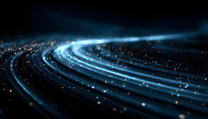 Poster - Bright blue diagonal light streaks against a dark background, creating a futuristic and dynamic visual effect.