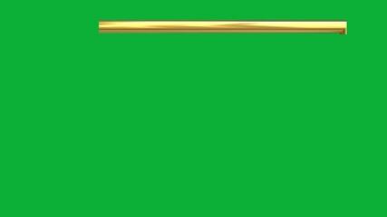 Wall Mural - Golden 3D rectangle shape animation on green screen background for creative project