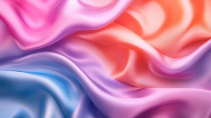 Poster - A vibrant collection of silky fabrics intertwines, showcasing a mesmerizing blend of colors that evoke a sense of tranquility and beauty in a flowing design.