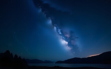 Wall Mural - A mesmerizing starry night sky fully illuminated with countless stars, creating a magical and serene atmosphere. This breathtaking scene captures the beauty of the cosmos, perfect for themes related t