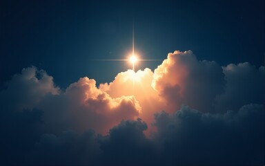 Wall Mural - A bright star in the night sky surrounded by a glowing cloud, symbolizing the theme of hope and aspiration. High quality