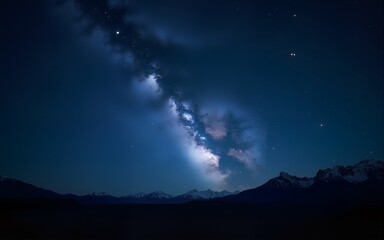 Wall Mural - Stunning night sky with the Milky Way stretching across a starry backdrop. Ideal for nature and astronomy themes. High quality