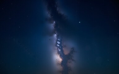 Wall Mural - Stunning night sky with the Milky Way stretching across a starry backdrop. Ideal for nature and astronomy themes. High quality
