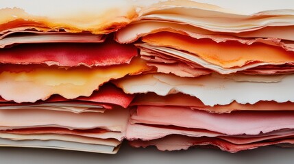 Poster - An intricate collection of watercolor paper textures in warm hues forms a visually captivating artwork, demonstrating the beauty of layered designs and color blending.
