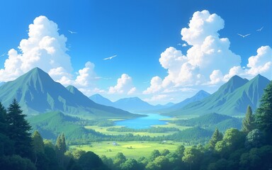 Wall Mural - anime background of landscape for wallpaper. High quality