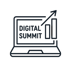Poster - Digital summit laptop with growth chart on screen in minimalist style  
