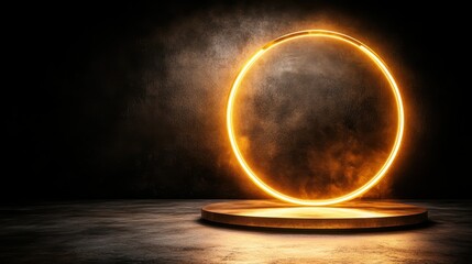 Poster - A glowing circular frame set against a dark backdrop, creating an ethereal and abstract visual experience that sparks imagination and creativity.