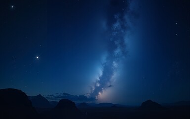Wall Mural - A mesmerizing starry night sky fully illuminated with countless stars, creating a magical and serene atmosphere. This breathtaking scene captures the beauty of the cosmos, perfect for themes related t