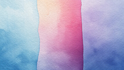 Aufkleber - Abstract watercolor painting with vertical multicolored designer stripes with blue stripe in the middle on textured paper as background for web banner template page design.