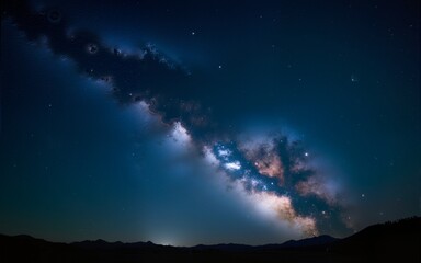 Wall Mural - Stunning night sky with the Milky Way stretching across a starry backdrop. Ideal for nature and astronomy themes. High quality