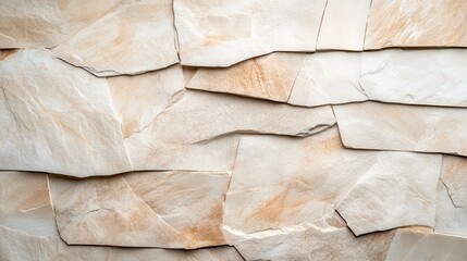 Poster - This image showcases a beautifully layered stone wall with natural textures and colors, perfect for adding a rustic touch and character to modern interior spaces.