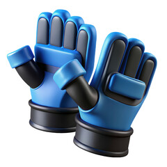 Poster - 3d rendering cartoon blue and gloves plasticstyle icon isolated on white background illustration