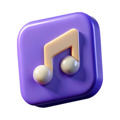 Aufkleber - 3d rendering plasticstyle icon music note button isolated on background for multimedia apps streaming and entertainment platforms musical services creative technology concept