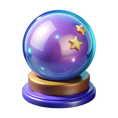 Poster - 3d rendering plasticstyle icon with two stars purple and blue orb solated on white background