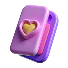 Aufkleber - Abstract love concept 3d rendering showing layered plastic style icons with pink and purple hue isolated on white background