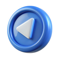 Leinwandbilder - Blue and white play button 3d rendering plasticstyle icon isolated on white background design element