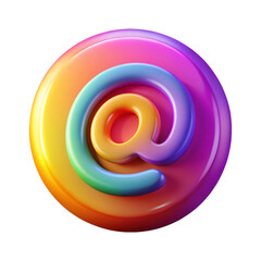 Poster - Colorful at sign 3d rendering plastic style icon isolated on background modern email communication symbol