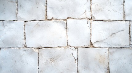 Poster - A beautiful arrangement of white marble wall tiles showcasing elegant textures and subtle cracks, ideal for architecture and interior design projects in modern settings.