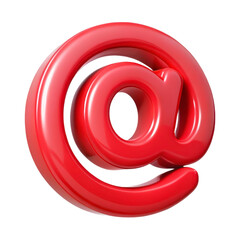 Poster - Glossy red at symbol a plastic style 3d rendering isolated on white background