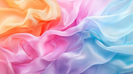 Poster - A stunning arrangement of soft pastel fabrics waves gracefully, representing beauty, elegance, and the soothing nature of color in design and art.
