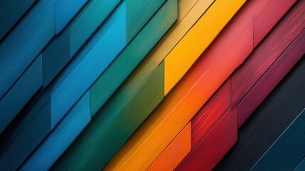 Poster - An artistic representation featuring vibrant, abstractly arranged wooden panels in different shades, showcasing color interplay and evoking a sense of creativity and design.