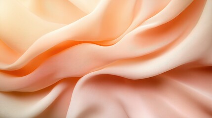 Poster - A close-up of flowing silk fabric reveals delicate textures and soft colors, evoking feelings of elegance and luxury through its smooth, flowing lines in an artistic presentation.