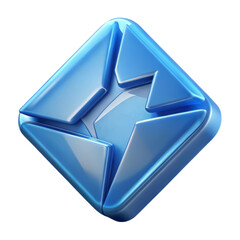 Poster - Shiny blue abstract geometric shape 3d rendering plasticstyle icon isolated on background